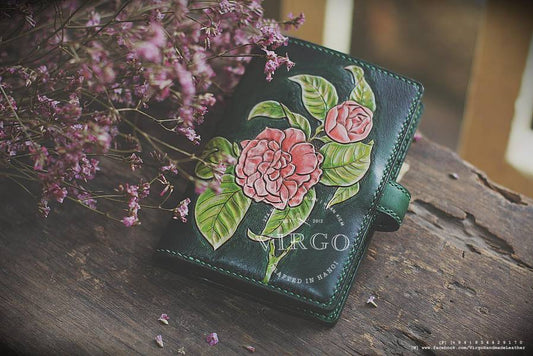 Camellia Hand Craved Medium Wallet
