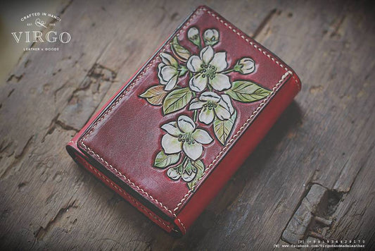 White Plum Hand Carved Short Coin Wallet