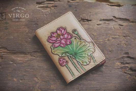 Pink Lotus Hand Carved Mini Wallet