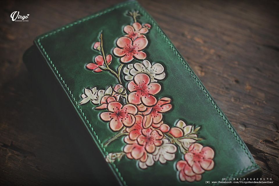 Blossom Hand Carved Long Wallet