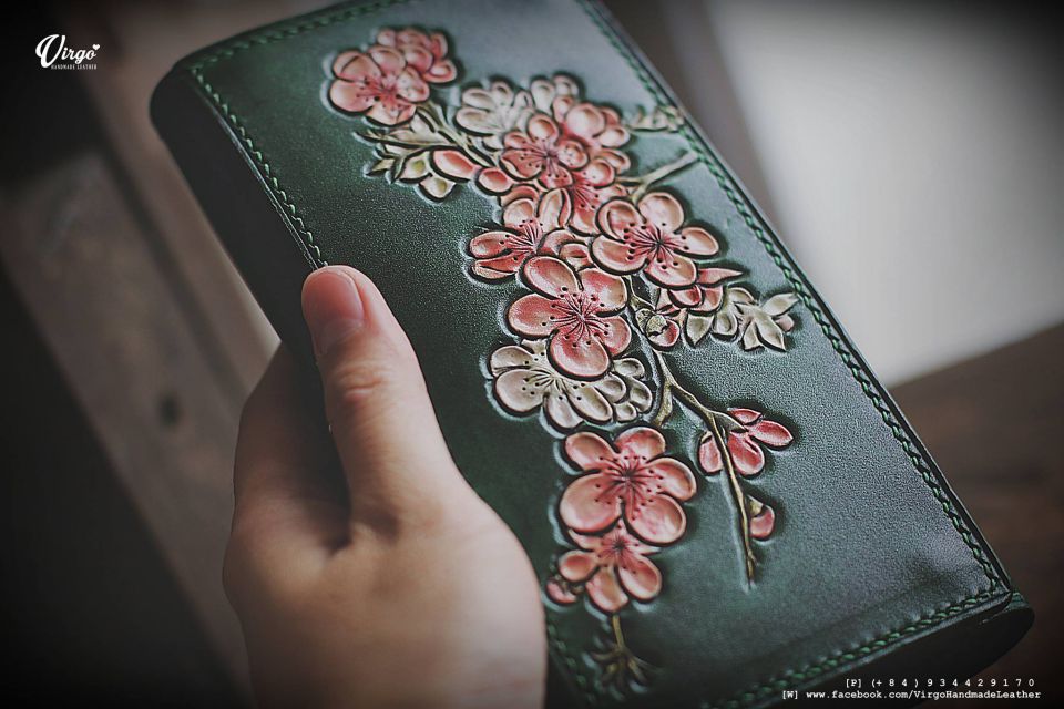 Blossom Hand Carved Long Wallet