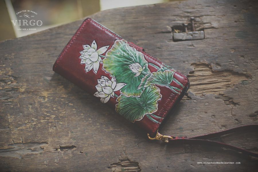 White Lotus Phone Wallet with Detachable Strap